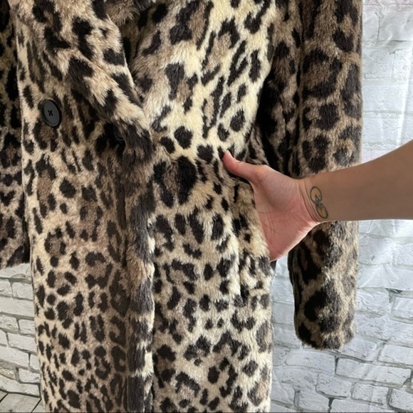 BCBG Tan Leopard Ariel Wool-Blend Peacoat XS - Picture 12 of 15